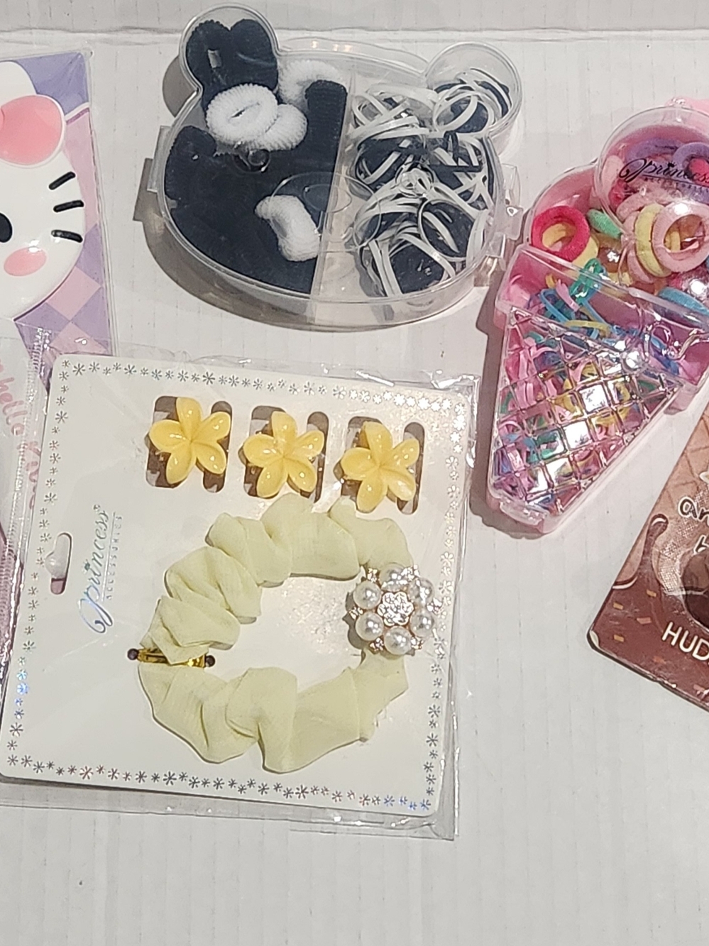 Prince Yellow Floral Pearl-Accent Scrunchie & Clip Set